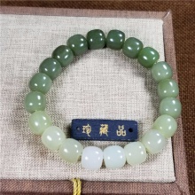 琪玉商城和田玉细腻油润渐变黄口老型珠10X11MM手链籽料34克