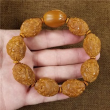 琪玉商城苏工精雕橄榄核雕财神高端文玩手串38.5克
